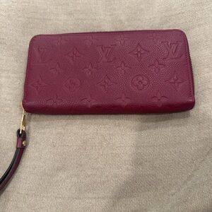 Authentic Louis Vuitton Burgundy Zippy Empreinte Monogram Wallet